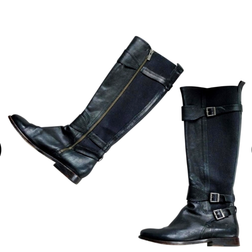 FRYE Anna Gore Buffalo Leather Tall Riding Boots